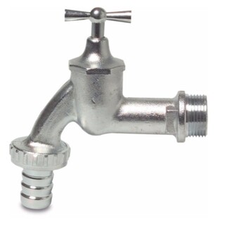 Image of Mega Wartelkraan messing mat verchroomd 1/2 inch x 12 mm buitendraad x slangtule 8bar type F