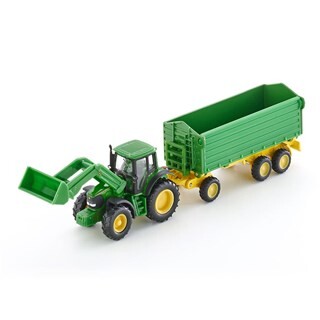 Image of Siku 1843 - John Deere Met Voorlader en Kiepaanhanger 1:87