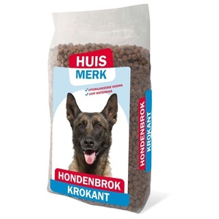 Image of Huismerk Krokant Hondenvoer Adult Groeten,Vlees - 10 kg