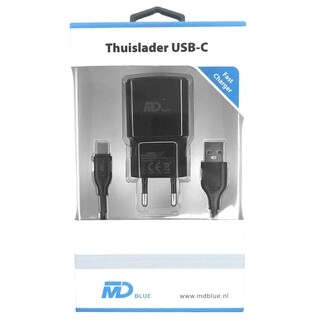 Image of MD BLUE Huisstekker Set + 1 meter USB-C Laadkabel