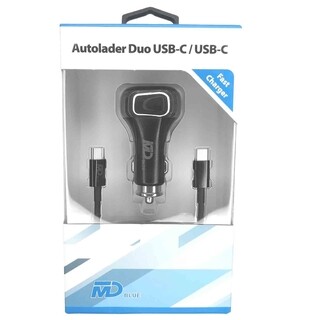 Image of MD BLUE Autolader Duo Type C 20W Zwart + 1 meter USB-C / USB-C