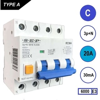Image of Aardlekautomaat 20A 3P+N 4 mod C kar 30mA