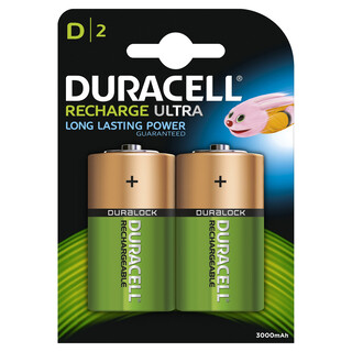 Image of Duracell Recharge Ultra D-batterijen, verpakking van 2