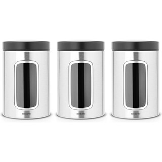 Image of Brabantia 3 vensterbussen - Matt Black deksel - Matt Steel Fingerprint Proof
