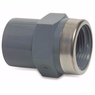 Image of Mega Draadsok PVC-U 12/16 mm x 3/8 inch lijmmof/spie x binnendraad 16bar grijs type versterkt