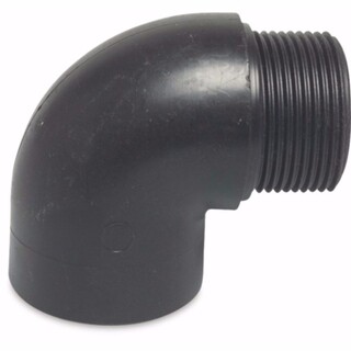 Image of Knie 90° PP 1" binnendraad x buitendraad 10bar zwart