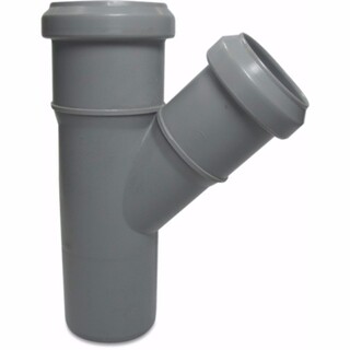 Image of T-stuk 45° PP 40 mm x 32 mm x 40 mm manchet x manchet x spie grijs