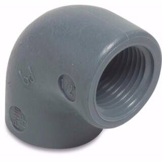 Image of Knie 90° PP 1 1/4" binnendraad 10bar grijs