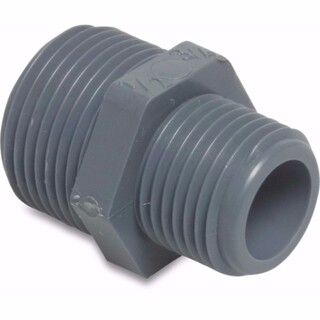 Image of Verloopnippel PP 1 1/2" x 1 1/4" buitendraad 10bar grijs