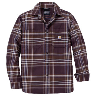 Image of Carhartt Flannel Long-sleeve Plaid Shirt Dark Sepia L