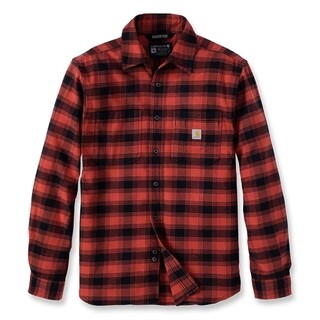 Image of Carhartt Flannel L/s Plaid Shirt Red Ochre M