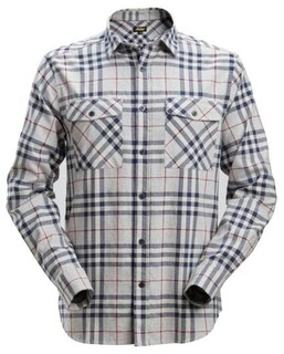 Image of Allroundwork, Licht Flanellen Shirt, Lichtgrijs - Chili Rood (0716), Xs