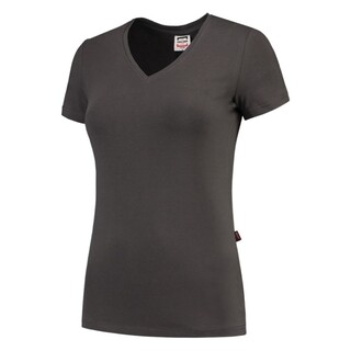 Image of Tricorp Dames T-Shirt Casual 101008 190gr Slim Fit V-Hals Donkergrijs Maat M