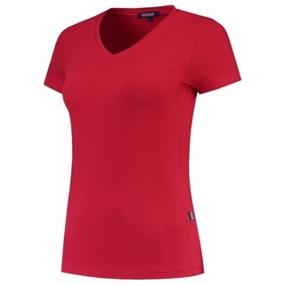 Image of Tricorp Dames T-Shirt Casual 101008 190gr Slim Fit V-Hals Rood Maat 3XL