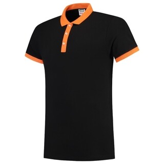 Image of Tricorp Poloshirt Casual 201002 210gr Slim Fit Zwart/Oranje Maat 3XL