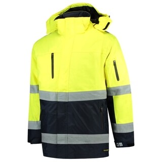 Image of Tricorp Hi-Vis Parka Jas 403004 Geel Marine Maat 3XL