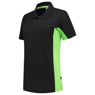 Image of Poloshirt Bicolor Dames 202003 Blacklime Xs