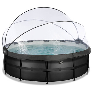 Image of EXIT Opzetzwembad Black Leather Met Overkapping Rond - Ø 450 x 122 cm