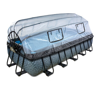 Image of EXIT Opzetzwembad Stone Grijs Met Overkapping en Warmtepomp Rechthoek - 540 x 250 x 100 cm