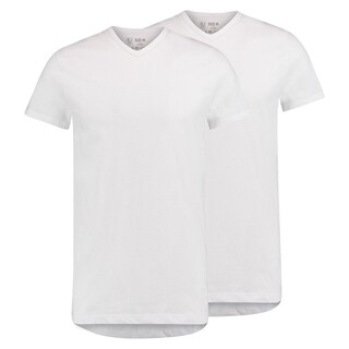 Image of RJ Everyday Gouda 2-Pack Heren V-Hals T-Shirt Wit - Maat S