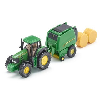 Image of Siku John Deere tractor met balenpers