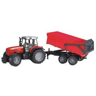 Image of Bruder 02045 - Massey Ferguson 7480 met Trailer 1:16