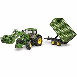 Image of Bruder John Deere 7R 350 voorlader en trailer