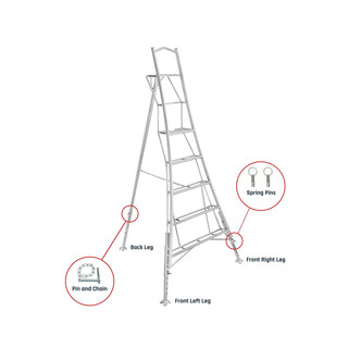 Image of Henchman Driepootladder Verstelbare Poot Veerpen Set 2 - stuks