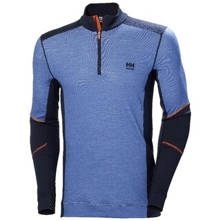 Image of HH LIFA MERINO HALF ZIP 595 Navy/Stoneblue maat M