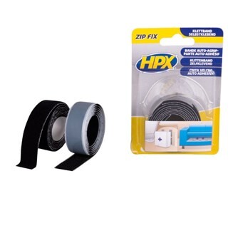 Image of HPX Zip Fix Klittenband (haak+lus) - Zwart 2 x 20 mm x 1 m