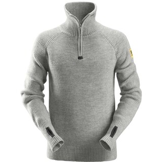 Image of Snickers Wool Half Zip Sweater 2905 Licht Grijs (2800) Maat L