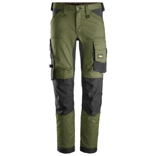 Image of Snickers AllroundWork, Stretch Werkbroek mt 44 Khaki Groen - Zwart