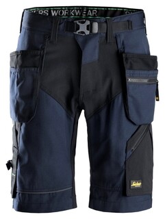 Image of Snickers Flexiwork, Korte Broek+ Met Holsterzakken, Donker Blauw - Zwart (9504), 046