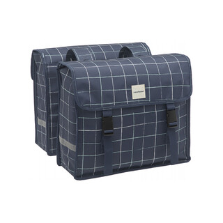 Image of New Looxs Fiori Check Dubbele Fietstas 30L - Blauw