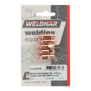 Image of Weldkar Blister Kontakttip 0.8mm - M6 Koper 250-360-411 (5 stuks)