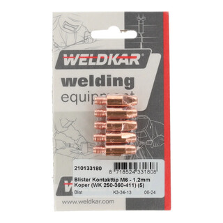 Image of Weldkar Blister Kontakttip 1.2mm - M6 Koper 250-360-411 (5 stuks)