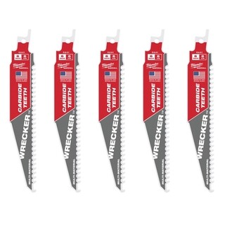 Image of Milwaukee Reciprozaagblad Sawzall multi mat. Carbide WRECKER 150 mm 6-Tpi (5 stuks)