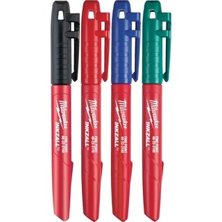 Image of Milwaukee Marker INKZALL  Fijne punt 1,0 mm zwart/rood/blauw/groen (blister 4 stuks)
