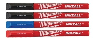 Image of Milwaukee Marker INKZALL  Ultrafijne punt 0,6 mm zwart/rood/blauw (blister 4 stuks)