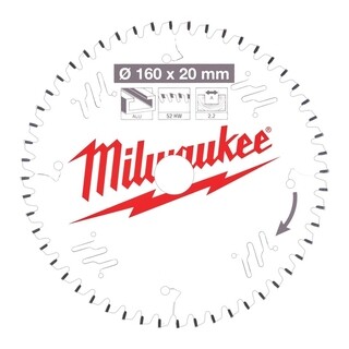 Image of Milwaukee Cirkelzaagblad kunststof/non-ferro 160 x 20 x 2,2 TF 52T -5°