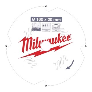 Image of Milwaukee Cirkelzaagblad vezelplaat 160 x 20 x 2,2 D 4T +10°