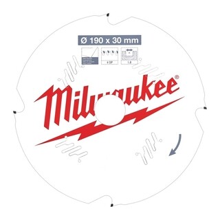 Image of Milwaukee Cirkelzaagblad vezelplaat 190 x 30 x 1,8 D 4T +10°