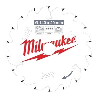 Image of Milwaukee Cirkelzaagblad hout 140 x 20 x 1,6 Thin Kerf ATB 18T +18°