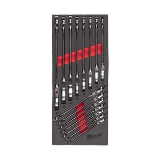 Image of Milwaukee Foam Inlay Ringratel-steeksleutel Flex set MAXBITE  (15-delig)