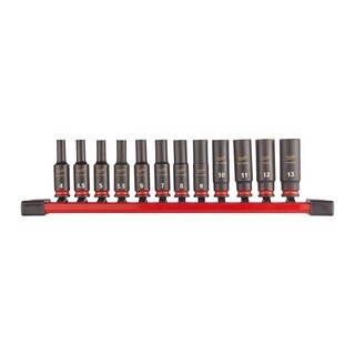 Image of Milwaukee Doppenset SHOCKWAVE 1/4 lang op rail (12-delig)