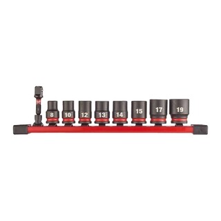 Image of Milwaukee Doppenset SHOCKWAVE 3/8 op rail (9-delig)