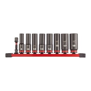 Image of Milwaukee Doppenset SHOCKWAVE 3/8 lang op rail (9-delig)