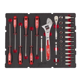 Image of Milwaukee Foam Inlay doppenset 1/4" Metrisch PACKOUT  (35-delig)
