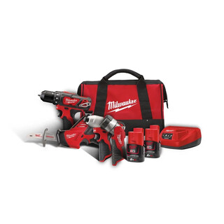 Image of Milwaukee M12  powerpack (M12 BDD, M12 BID, C12 HZ, C12 T , 2 x 2,0 Ah accu, 30 min. lader, contractor bag)