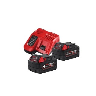 Image of Milwaukee M18 NRG pack - Incl Lader & Accu's 18V 4.0Ah (2×)